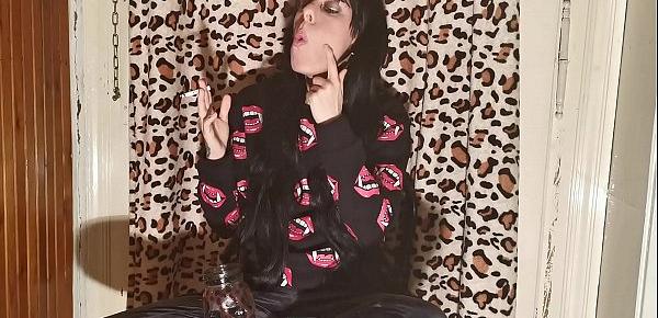  Smoking goth girl after a long day behind the scene pt2 HD